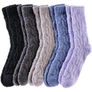 Women's Solid Colour Fuzzy Socks Cozy Slipper Soft Winter Warm Home Sleeping